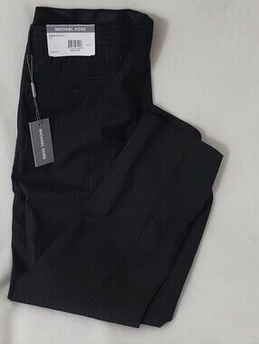 Michael Kors Men's Black Pinstripe Dress Pants 34W x 30L Flat Front
